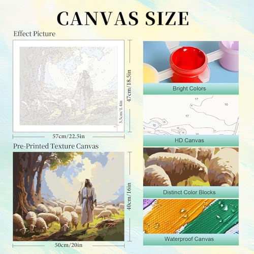 Paint by Numbers Kit for Adults, Jesus DIY Painting Kit, 16x20 Inch - color: CYOP1P17