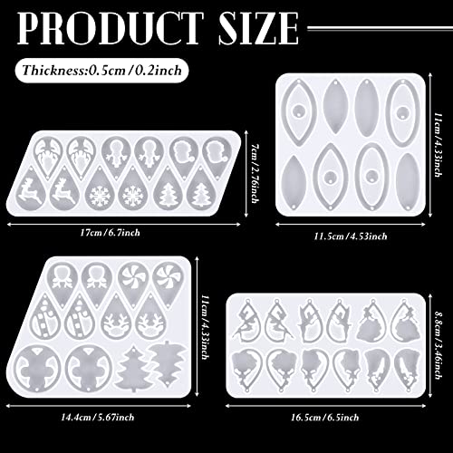 Patelai 4 Pcs Silicone Molds for Resin Earring Dangle DIY,Snowflake Oval | Epoxy Casting, Jewelry Pendants Necklace Keychain, Irregular Shapes Craft Supplies, Dangle Design Women Accessories - style: Snowflake Oval