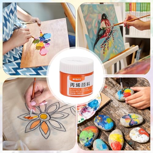 PATIKIL M&G Acrylic Paint, 3.38 Fl Oz(100ml) Matte Finish Rich Pigments Waterproof Art Painting Supplies for Fabric Canvas Wood Leather Stone Cloth, Orange - color: Orange