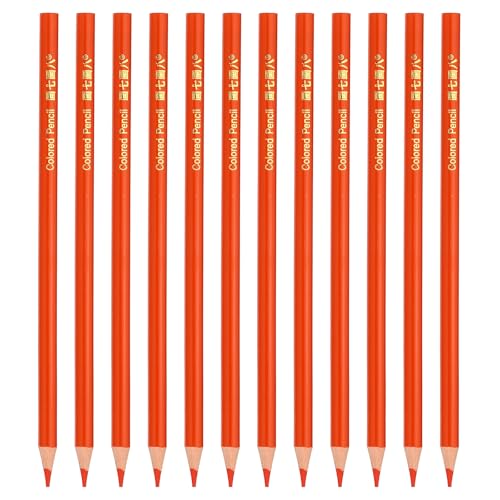 PATIKIL Orange Colored Pencils Set,12 Pcs Oil Color Pencils Wooden Coloring Drawing Pencil for Artists Art Painting - color: Orange