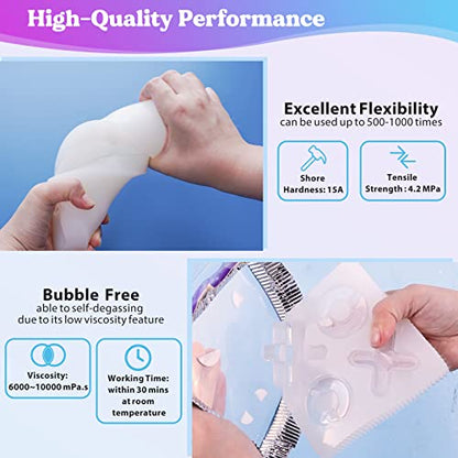 LET'S RESIN Silicone Mold Making Kit-Translucent Silicone Rubber 20oz | Non-Toxic Platinum Liquid Silicone-Super Elastic Molding Silicon-Ideal for 3D Mould,Resin Molds,Silicone Molds-4H Fast Cure - size: 20.46 oz