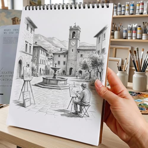 ZAYOIZY Blank Spiral Sketchbook Hardbound Drawing Notebook Hard Cover Sketching Pad