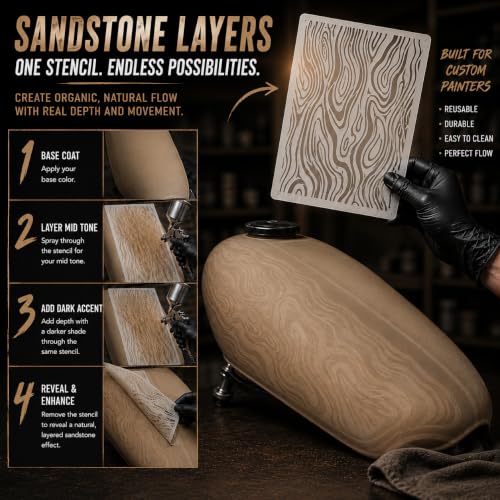 LiME LiNE Reusable Airbrush Stencil Sets for Airbrushing, Custom Paint & Crafting (Sandstone Stencil Set) - style: Sandstone Stencil Set