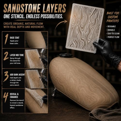 LiME LiNE Reusable Airbrush Stencil Sets for Airbrushing, Custom Paint & Crafting (Sandstone Stencil Set) - style: Sandstone Stencil Set