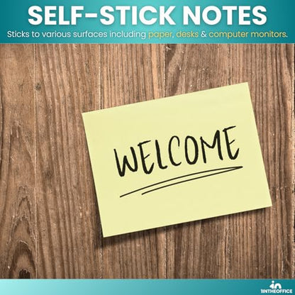 1InTheOffice Sticky Notes 3x3, Sticky Note Pads, Self-Stick Note Pads, Assorted Pastel Colors, 100-Sheet, 12/Pack
