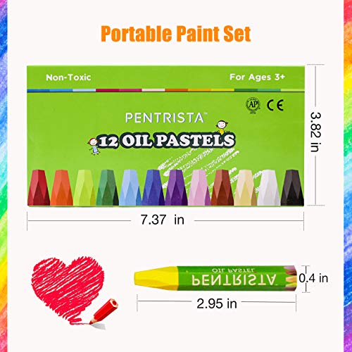 Oil Pastels, 12 Colors Hexagonal Oil Pastels for Kids & Artists | Non-Toxic Oil Pastels Set with Sharpener & Holder, Pastel Crayons for Kids, Smooth Drawing, Easy Blending，Indoor Activities - color: 12 Colors