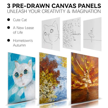koseibal Kids Acrylic Paint Set with Canvas, Art Supplies Kits for Adults | Art Painting Supplies Kit for Beginners & Adults 18 Vibrant 22ml Acrylic Paint, 6 Canvas Boards, Desktop Easel - color: 18x22ml+Easel-S