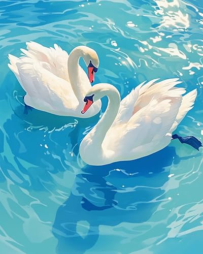 Possoco Paint by Numbers Kit for Adults Beginner, Pure Swan Easy Adult Paint by Number Kits on Canvas, DIY Acrylic Watercolor Oil Paint by Number for Adults Teens for Home Decor Gift 16x20 Inch - color: DG-OP-Swans-4050