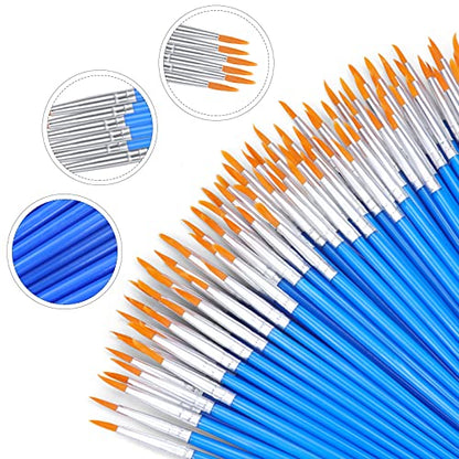 AROIC Small Paint Brushes Bulk,130pcs Nylon Hair Round Detail Brushes - color: Blue, size: 130 Fine