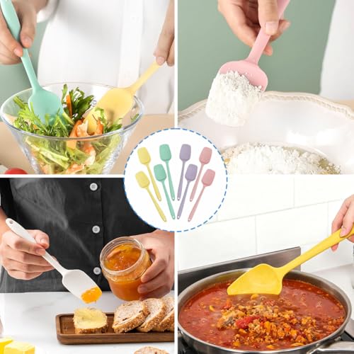 8 PCS,8.2Inch Silicone Spatulas Rubber Spatula Small Spatula Baking Mini Spatula Mixing Tool for Nonstick Cookware (8Pcs 4 Colors) - color: 8Pcs 4 Colors