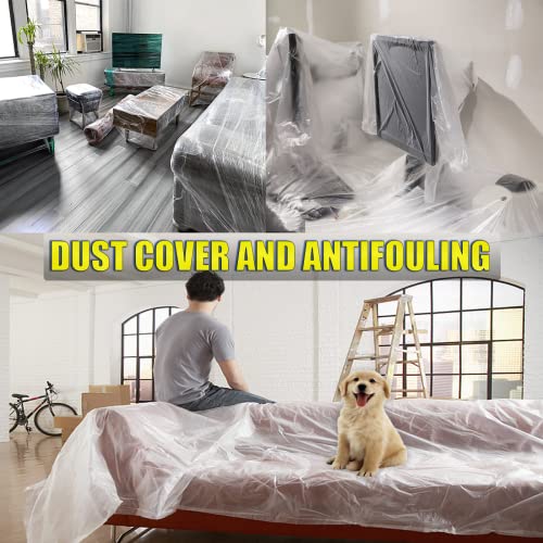20 Pieces Plastic Drop Cloth, Multiple Waterproof Cloth Sheets for Painting, Dust-Proof and Rustproof, 9x12 Feet Tarp, Furniture Cover - size: 20 Pieces