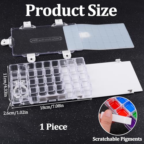 WANDIC Palette Box, 1 Piece 36-Well Watercolour Box Paint Storage Palette Box for Acrylic and Oil Paint Gouache Paint Containers with Lids - color: 36-well