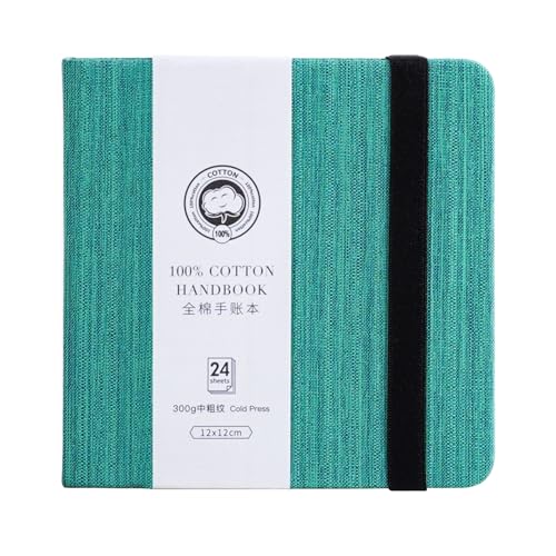 Lightwish Square Watercolor Journal,100% Cotton,300gsm/140lb,Acid-Free,24 Sheets Cold Press Watecolor Paper Sketchbook for Artists Adults Students,4.7 * 4.7 Inches - color: Deep Green