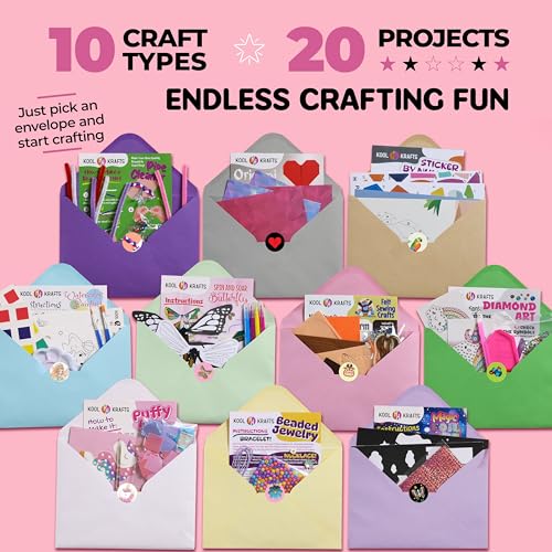 20 Arts & Crafts Kit for Girls – The Surprise Craft Box, All-Inclusive DIY Craft Set with 20 Fun Projects, Individually Packaged, Easy Step-by-Step Instructions, Creative Activity Gift for Kids