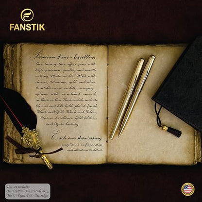 FANSTIK Gold Luxury ballpoint Pen, fancy gift set for women, Real 24K Gold Plating, Professional executive pen gift set for men (Lux BallPoint Gld) - color: A BallPoint Gold