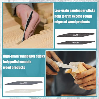 Honoson 40 Pcs Polishing Sticks Sanding Sticks for Plastic Models Metal Wood Buffing Sanding Tools Sandpaper Polishing Accessories Mini Finger Sander(Double Angle Shape) - style: Double Angle Shape