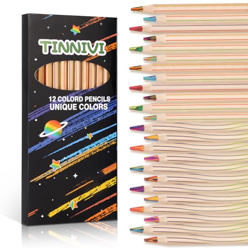 Rainbow Pencils for Kids Adults, 12 Pack Rainbow Colored Pencil Art Supplies for Girls Boys, Wooden Multi Colored Pencils Bulk for Coloring Drawing Sketching, Pre-sharpened, 12 Colors - color: Multicolor - 12 PCS