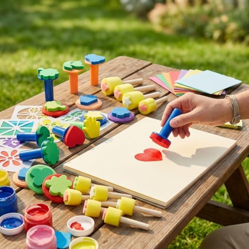 17Pcs Sponge Stamp Brushes Set, Creative Foam Paint Daubers and Shape Stampers for Graffiti, Art Projects, and Artistic Painting