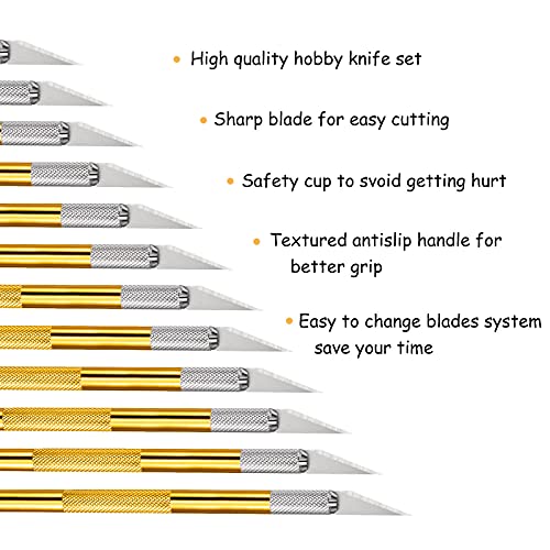Mudder 15 Pack Exacto Knife Set, Craft Knives Hobby Knife, Gold - color: Gold