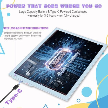 Light Up Tracing Board Kits Blue, 15" Writing Tracer Pad for Kids Ages 3-12, Drawing Tablet Supplies for Diamond Art Painting Accessories, Sketching Light Box Table for Boys Adults Holiday Gift Toys - style: 15" Kit Blue (Rechargeable)