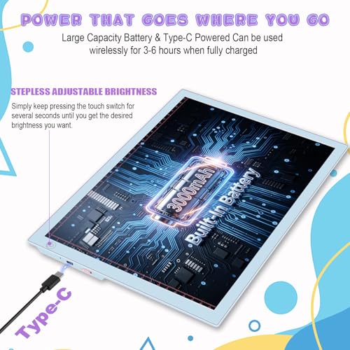 Light Up Tracing Board Kits Blue, 15" Writing Tracer Pad for Kids Ages 3-12 | Drawing Tablet Supplies for Diamond Art Painting Accessories, Sketching Light Box Table for Boys Adults Holiday Gift Toys - style: 15" Kit Blue (Rechargeable)