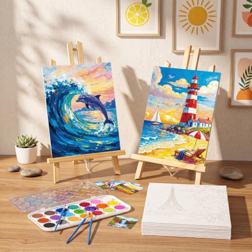 Sherr 12 Pcs Pre Drawn Canvas for Adults,Coastal Scenery,8 x 10 Inch | Pre Printed Canvas, Sip and Paint Party Canvas Painting Kit, for Holiday Painting Crafts Favor - size: 8 x 10 Inch, style: Coastal Scenery