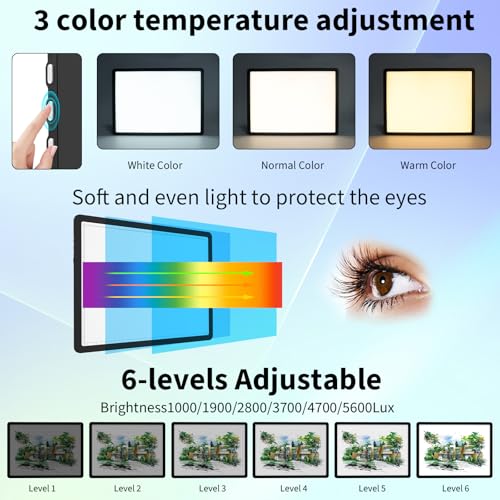 Rechargeable A3 Light Pad for Diamond Painting, 4000mAh Tracing Light Box with 6 Levels of Brightness, Side Physical Buttons & 3 Colors, High-Brightness Light Board for Diamond Art, Drawing, Sketching - style: Rechargeable A3 (Black)