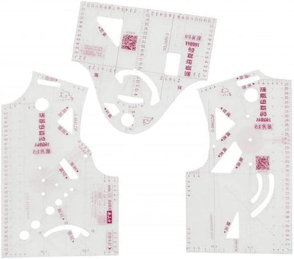 3 Piece Clear Set Doll Clothes Ruler Tailor Garment Cloth Sewing Tool Design French Curve Drafting Template 1:5 Fashion Tools Measure for Dressmaking Pattern Design Tape Measures and Rulers