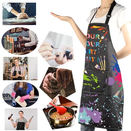 MBMSO Painting Artist Apron with Pockets Artist Painter Gifts Art Lover Gift for Art Teacher Student Painter Apron Waterproof - color: Pour Your Art Out Apron
