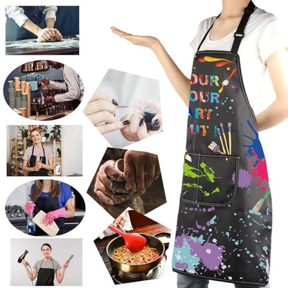 MBMSO Painting Artist Apron with Pockets Artist Painter Gifts Art Lover Gift for Art Teacher Student Painter Apron Waterproof - color: Pour Your Art Out Apron