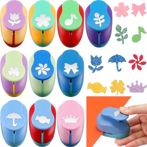 Harloon 10 Pcs Craft Hole Punch Shapes 1 Inch Paper Punch Hole Mix Shapes Cutters for Paper Crafting Scrapbooking Office Supplies(Cute) - style: Cute
