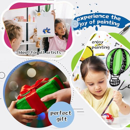 koseibal Acrylic Paint Set with Tabletop Easel and Canvas for Kids, Adults | Complete Painting Supplies Kit 18 Vibrant Acrylic Colors, 8 Art Brushes, 4 Blank Stretched Canvas - color: 18x22ml+Easel-L