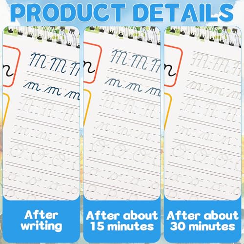 gisgfim 2 Pack Grooved Cursive Handwriting Workbook Magic Grooved Cursive Reusable Handwriting Practice Tracing with Disappearing Ink Pens for Kids Learning Activities Supplies (Letters&Number) - style: Letters+Numbers