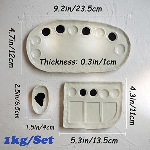 5-9in Ceramic Watercolor Mixing Palette, Square Porcelain Watercolor Palette, Porcelain Watercolor Palette, Ceramic Artist Paint Palette for Watercolor Gouache (3Pcs) - color: 3pcs