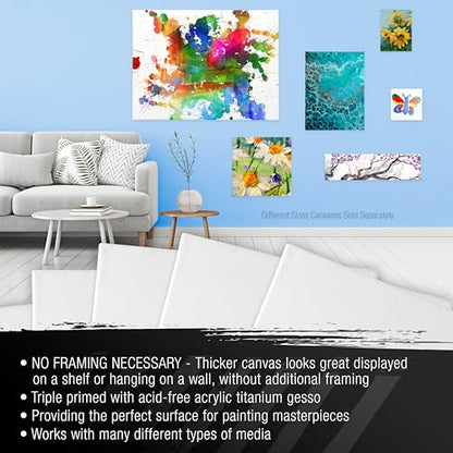 U.S. Art Supply 8"x36" Stretched Canvas for Painting, Gallery Depth 3-Pack - size: 8" x 36"