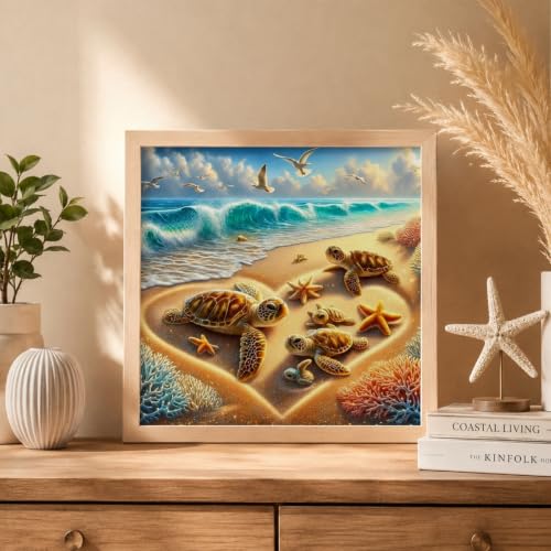 Beach Diamond Painting Kits for Adults Beginners Turtles Gem Painting - color: KM1152-1