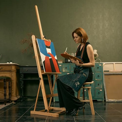 MEEDEN Art Easel for Painting - Heavy Duty H-Frame Artist Easel for Adults, Solid Beechwood Adjustable Studio Easel (69"-95"), Professional Wooden Floor Easel Stand Holds Canvases Up to 48"