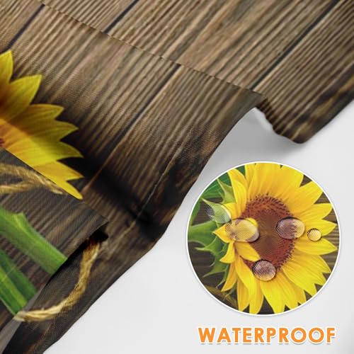 Apron with Pockets, 32x28 inch, for Women Men, Sunflowers Wooden | Autumn Flower Wood Board Waterproof Adjustable Bib Aprons for Kitchen Cooking Baking Painting Gardening - color: Sunflower Wooden