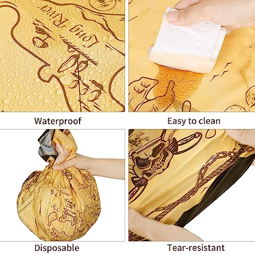 durony 2 Pack Pirate Party Tablecloth Plastic Treasure Map Tablecover Disposable Pirate Table Covers Nautical Party Supplies for Treasure Theme Birthday Decorations - style: Pirate