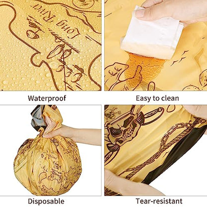 durony 2 Pack Pirate Party Tablecloth Plastic Treasure Map Tablecover Disposable Pirate Table Covers Nautical Party Supplies for Treasure Theme Birthday Decorations - style: Pirate