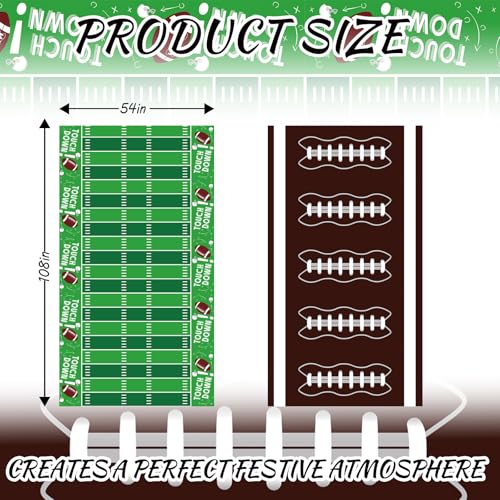 4 Pack Football Tablecloth Disposable Plastic Football Party Decorations Tablecloth 54 x 108 Inches Rectangle Table Cover for Party Theme Decoration Supplies (Green and Brown) - color: Green and Brown