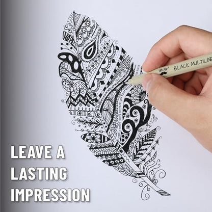 Mr. Pen- Drawing Pens for Artists, 16 Sizes, Black Multiliner | Micro Pens for Drawing - size: 16 Tip Sizes(0.2 to 3 mm)