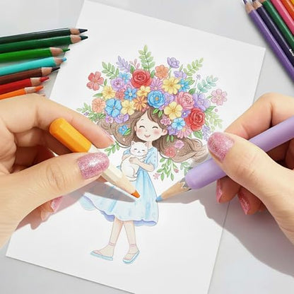 Art Set Bundle: 72 Premium Colored Pencils & 14 Macaron Pencil Extenders, Perfect for Adult Sketching, Writing and Art Drawing，Professional Art Supplies Set