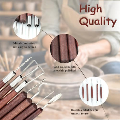 50PCS Clay Sculpting Tools Set with Storage Bag, Pottery Tools for Adult | Beginners-Friendly, All-In-One Complete Kit, Clay Modeling Tools for Pottery, Dotting, Molding, Shaping, Detailing - color: Redwood