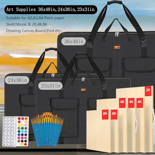 TreochtFUN Art Portfolio Case 24 X 36, Portfolio Bag Soft Water Resistant - size: 24 x 36