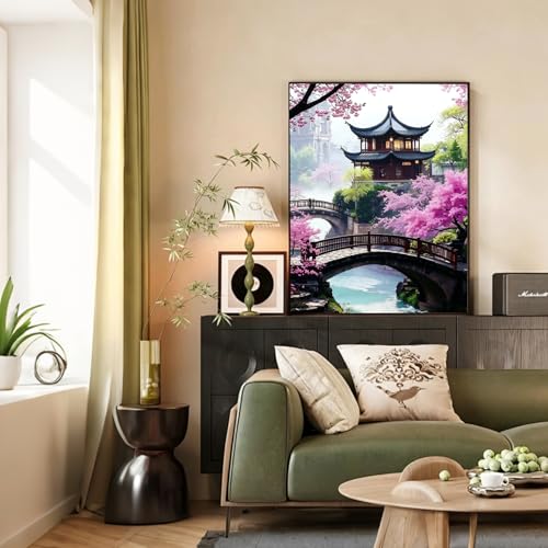 Cherry Blossom Paint by Numbers Kit for Adults with Frame & Easel 12x16in - color: Cherry Blossom, size: 12x16inch