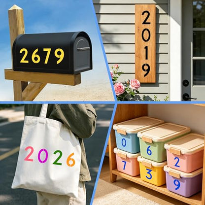 10PCS Number Stencils,5 Inch Plastic Number Stencils Paint Templates - size: 5 Inch