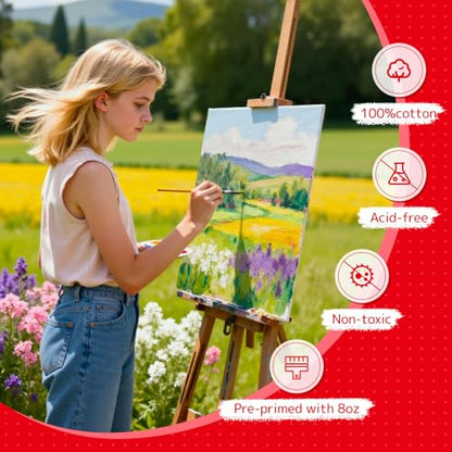 11 x 14 inch 12 Pack Painting Canvas Panels, Canvas Boards | Gesso Primed Acid-Free 100% Cotton for Acrylics Oil Watercolor Paints - size: 11"x14"