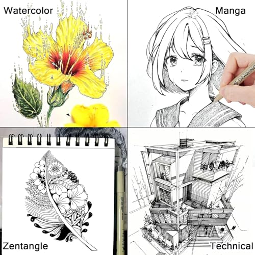 Fineliner Drawing Art Pen Writing Pens Inking Markers Liner Smooth Micro Line Tip Fine Line Ink Set Study Supplies, 6pcs Black Pens