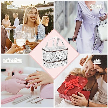 FCQQYWZ Nail Polish Organizer Case - Holds 30+ Bottles (15ml/0.5 fl.oz) and 1 Nail Lamp, Upgraded Double-layer Nail Polish Carrying Case Nail Polish Storage Bag with Handles (WHITE) - color: White-30Bottles